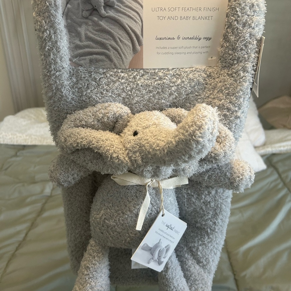 Ultra Soft Gray Elephant Toy and Baby Blanket